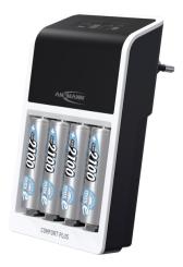 ANSMANN Quick Charger Comfort Plus + 4 rechargeable batteries AA 2100mAh