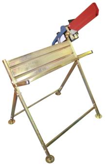 Metal sawhorse with saw holder 